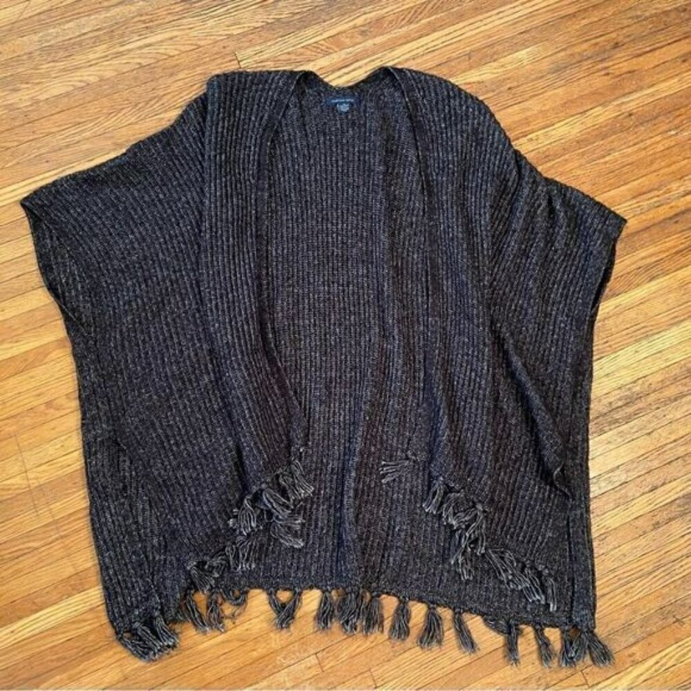 American Eagle grey/black oversized short sleeve cardigan sweater